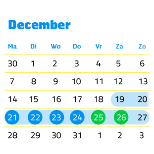Kalender met toelichting: Even rust voor de drukke kerstdagen in december